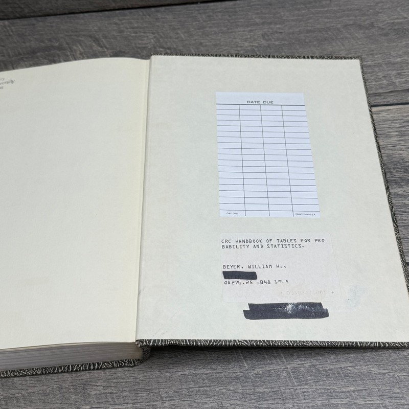 Handbook Probability Statistics Beyer 1968 2nd Edition CRC Press Math Tables gallery