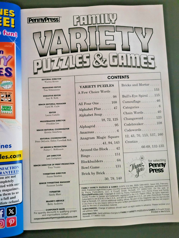 Lot of 2 Family Variety Puzzles & Games & 1 Book With Crosswords by Penny Press gallery