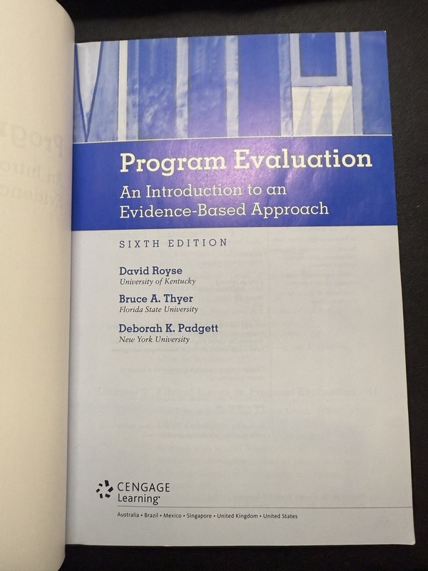 Program Evaluation : An Introduction to an Evidence-Based Approach 6th Ed Royse gallery