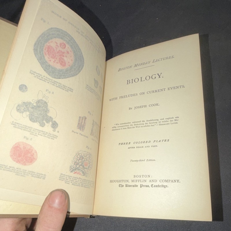 Joseph Cook Boston Lectures Biology Hardcover Illustrated Houghton Mifflin gallery