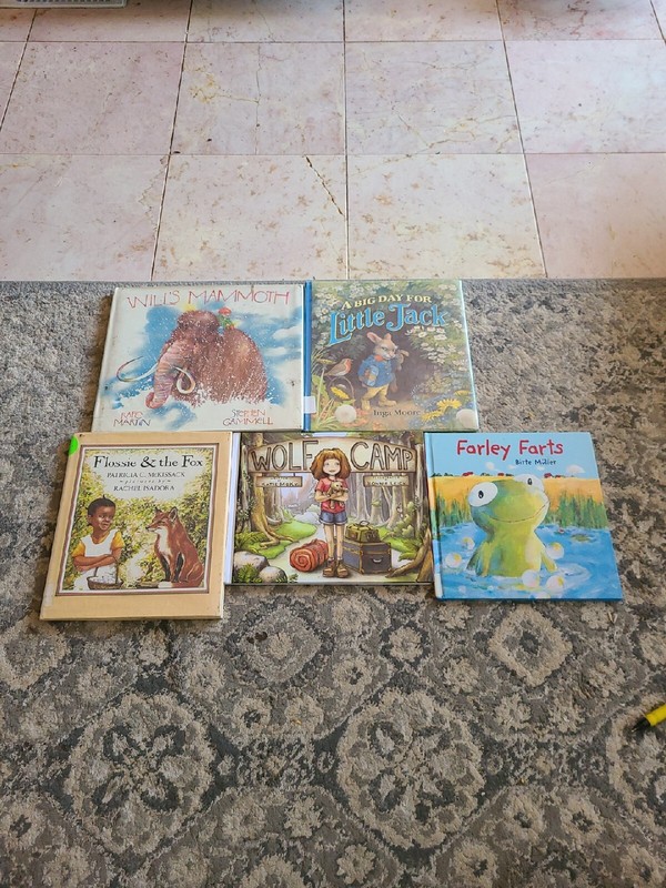 Children’s Books Lot of 5: Farley Farts, Flossie & the Fox, Will’s Mammoth, Wolf