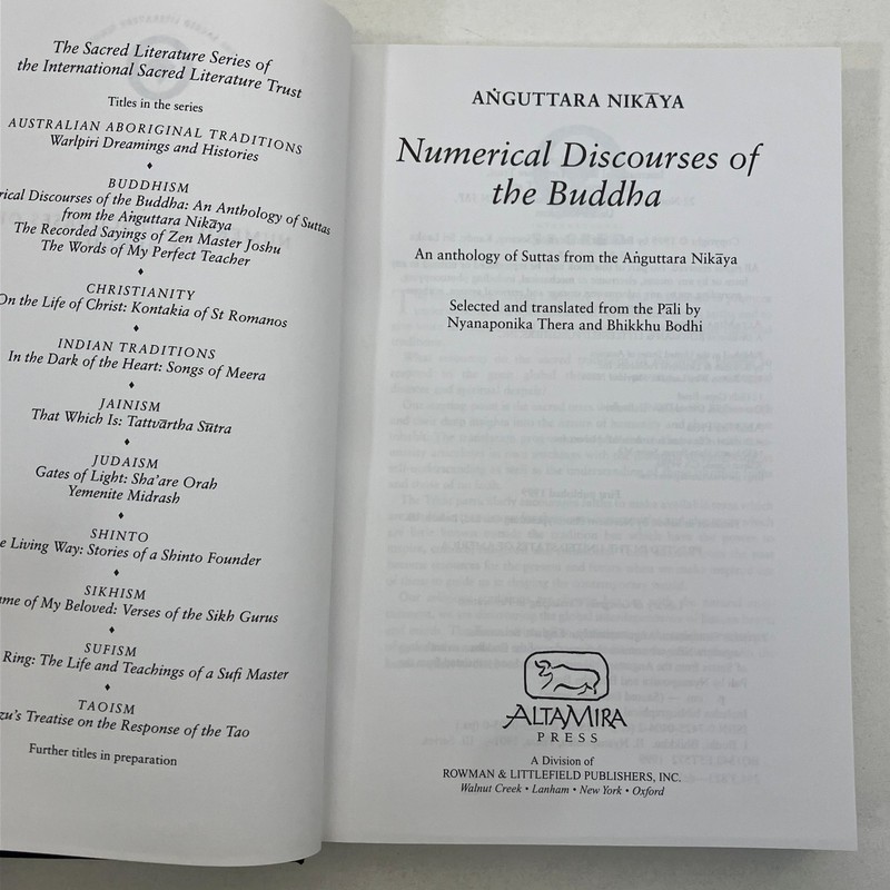 Numerical Discourses of the Buddha Anguttara Nikaya Altamira Press 1999 HC