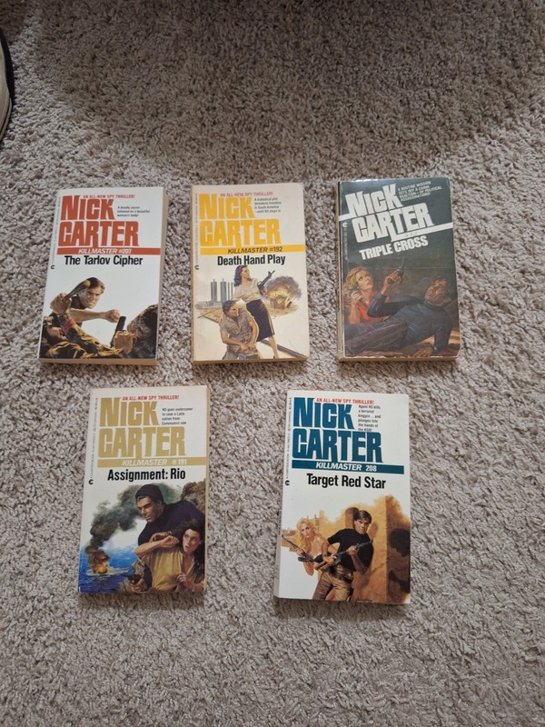Nick Carter Killmaster Paperback Spy Novels, American James Bond. Lot Of 5