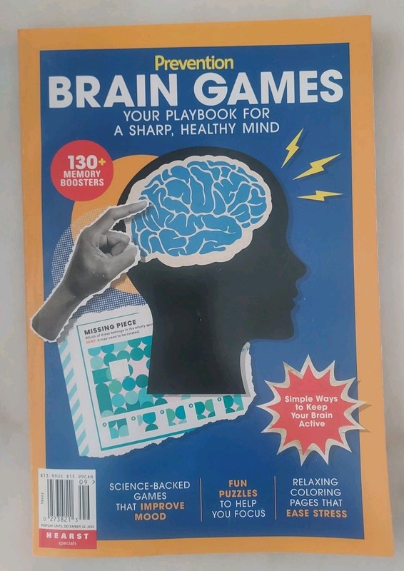 Prevention Magazine Playbook For Sharp Mind BRAIN GAMES 130 + Memory Boosters