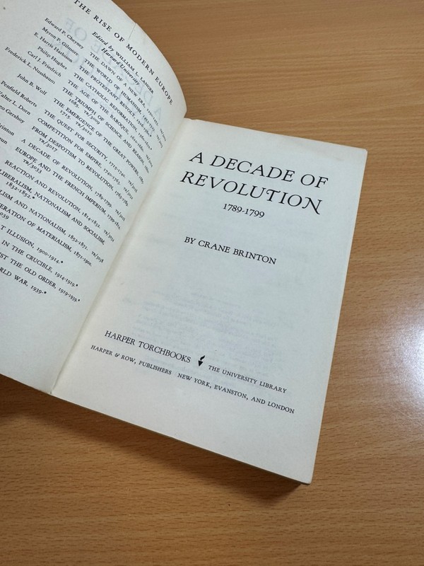 A Decade of Revolution 1789-1799 by Crane Brinton 1963 Harper Torchbooks gallery