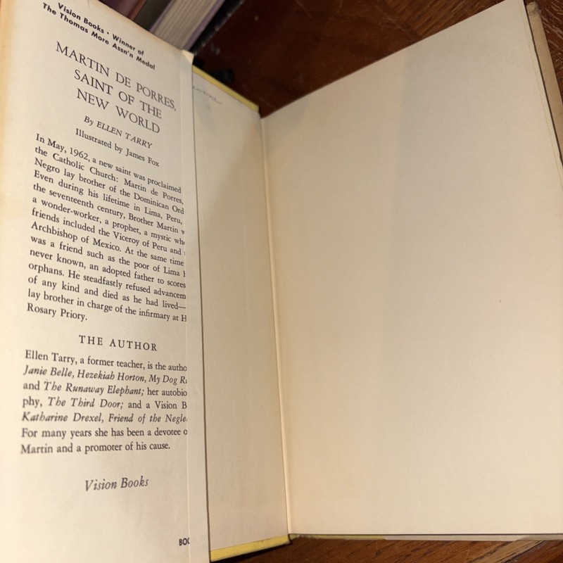 VTG Martin de Porres Saint of the New World Ellen Tarry - Vision Books 57 DJ HC gallery