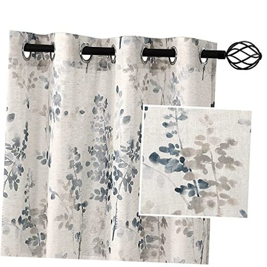 Sheer Linen Curtains 84 52″W x 84″L (Pack of 2) Grommet Top | Bluestone/Taupe