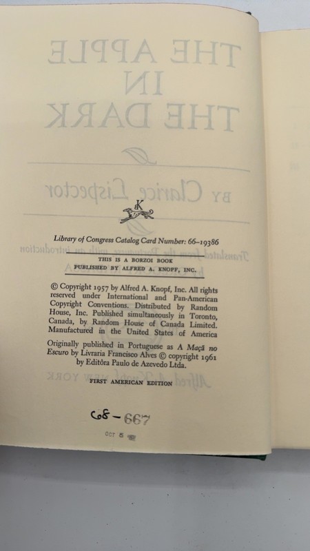 The Apple in the Dark Clarice Lispector Hardcover First American Edition 1967 gallery