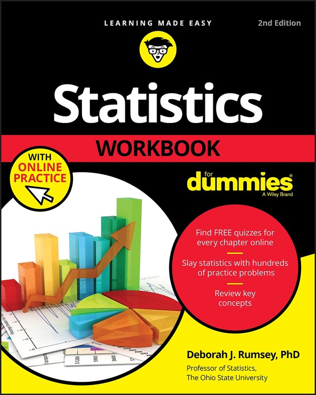 Statistics Workbook For Dummies with Online Practice – paperback Rumsey, Deb…