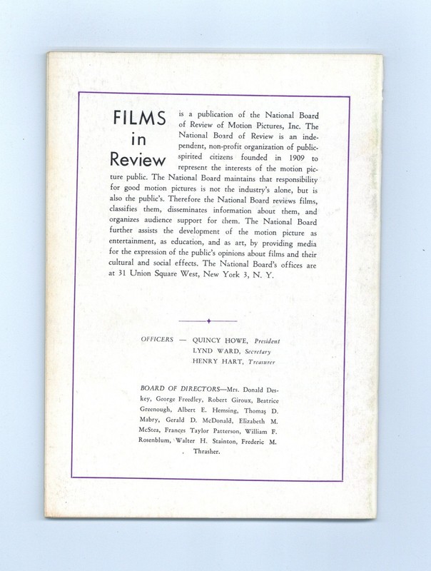Films in Review Vol. 13 #8 VF 1962 gallery