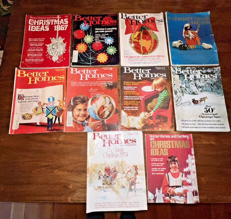 Vtg Lot of 10 Better Homes & Gardens Christmas Magazines 1967,68,69,70,71,72,74