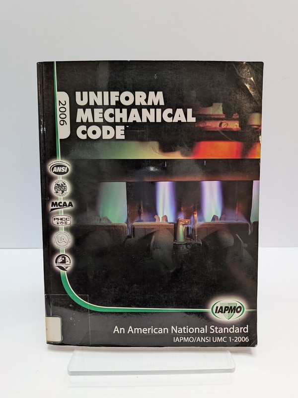 IAPMO Uniform Mechanical Code 2006 ANSI UMC 1-2006 Hardcover Technical Standard