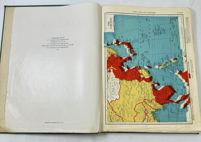 1945 Colliers World Atlas & Gazetteer PF Collier Oversized Illustrated Embossed gallery