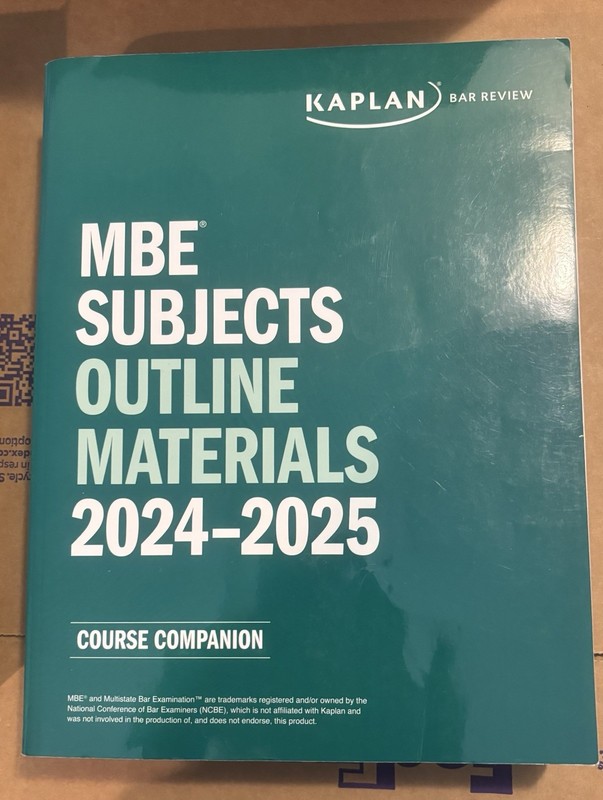 Kaplan Bar Review MBE Subjects Outline Materials 2024-2025 Course Companion