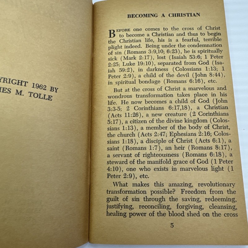 The Christian Life James M. Tolle 1962 Pocket Sized Booklet Baptism Certificate gallery