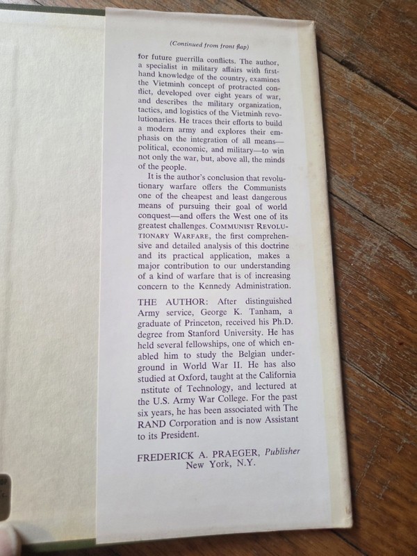 George K TANHAM / Communist Revolutionary Warfare The Vietminh in Indochina 1st gallery