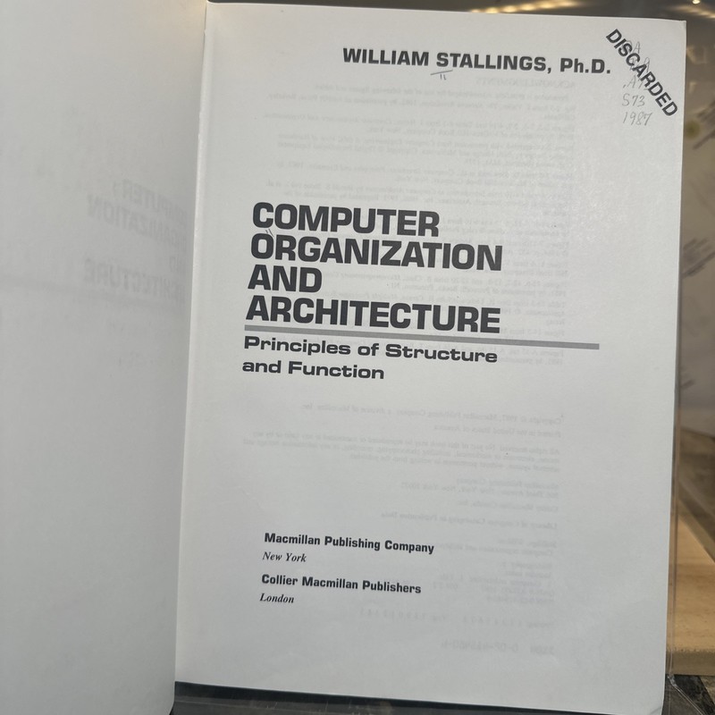 COMPUTER ORGANIZATION AND ARCHITECTURE: PRINCIPLES OF By William Stallings HC gallery