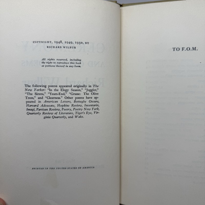 Ceremony and Other Poems by Richard Wilbur 1950 Hardcover DJ American Poetry gallery