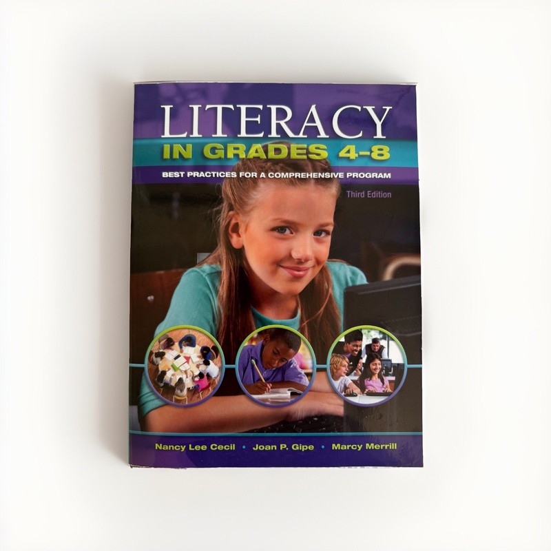 Literacy In Grades 4-8 Textbook Cecil, Gipe, Merrill Excellent Like New