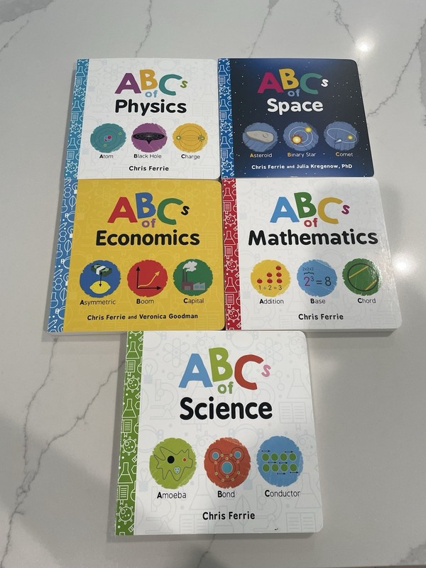 Baby University ABCs Physics, Space, Economics Board Books Set by Chris Ferrie