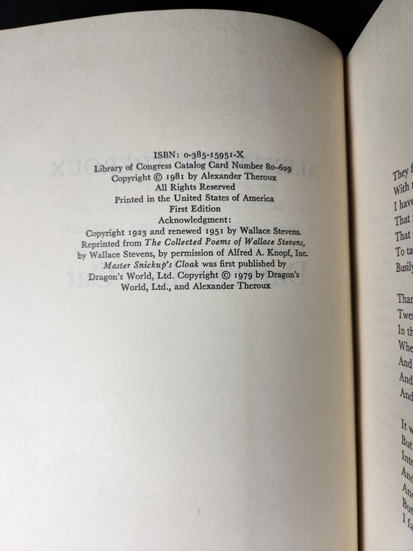 Alexander Theroux / Darconville's Cat / First Edition/Printing/Issue Book 1981 gallery