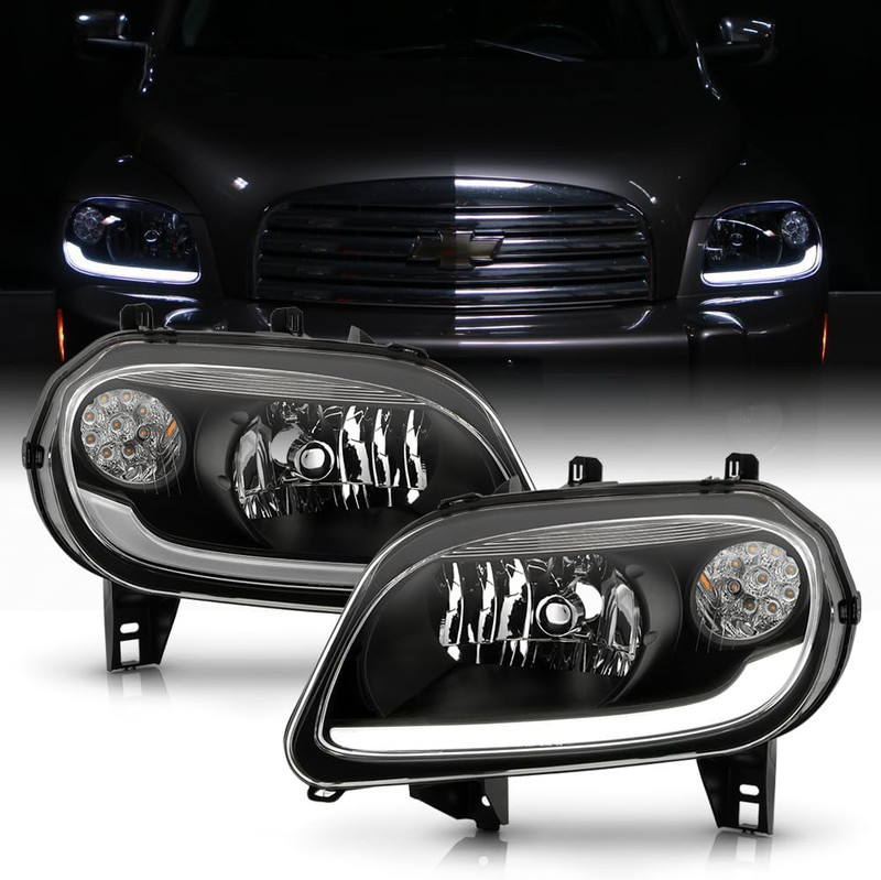 for 2006-2011 Chevy HHR Upgrade Style Black Housing LED Tube & Signal Headlights gallery