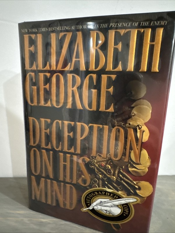 Elizabeth George- Deception On His Mind-SIGNED & Press Note!! HC/DJ 1997 1st Ed