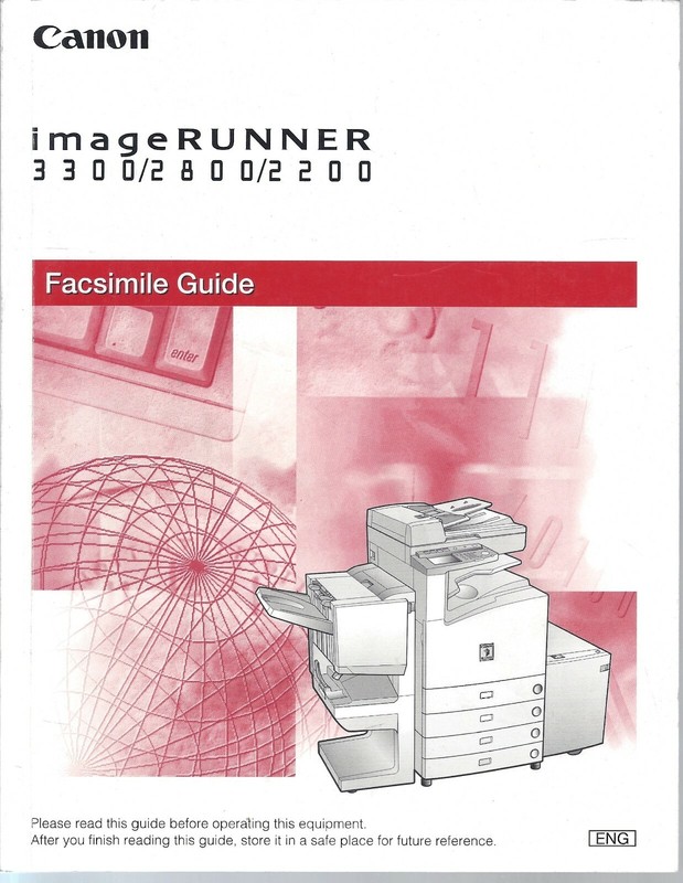 Canon Image Runner 3300 2800 2200 Facsimile Guide 2003 # FA7-4842 Manual