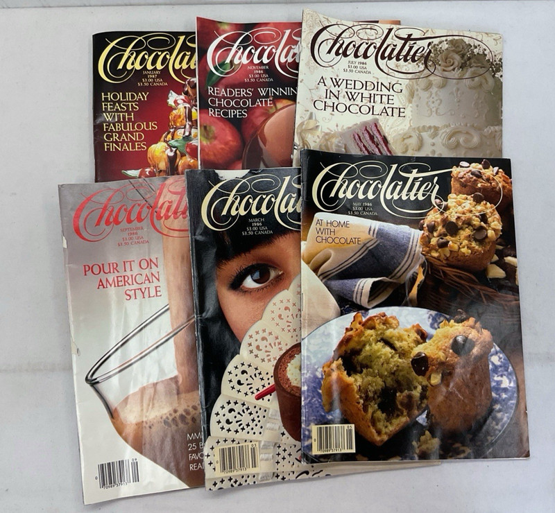 VTG Chocolatier Magazine Lot of 6 | May 86 Nov 86 Jan 87 July 86 Sept 86 Mar 86