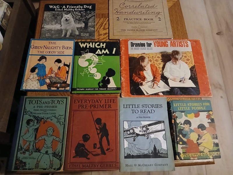 Antique/vintage Lot of 15 children’s books and primers, playmates, handwriting.
