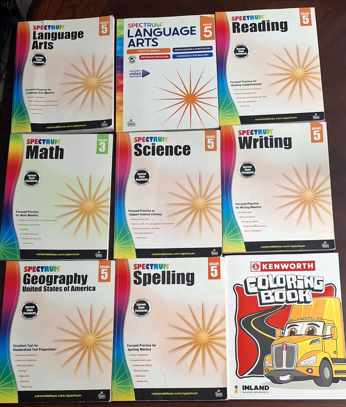 Spectrum 5th Grade Workbook Set + Coloring Book