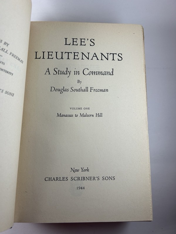 LEE'S LIEUTENANTS BY DOUGLAS SOUTHALL FREEMAN (1943-1944) 1ST ED VOLS I-III HC gallery