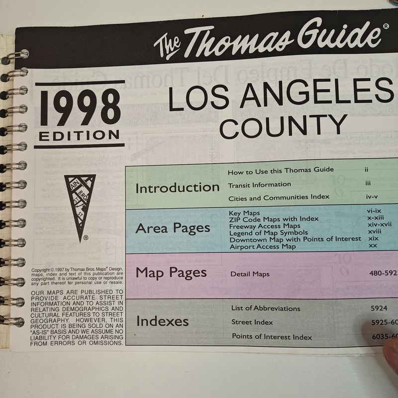 1998 Thomas Guide Los Angeles County Street Atlas Map Book Vintage LA gallery