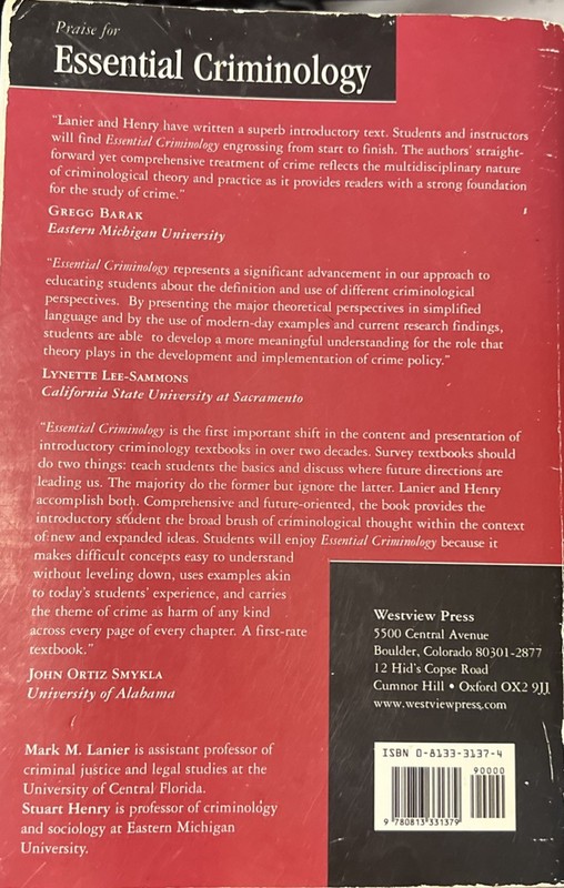 Essential Criminology by Mark M. Lanier and Stuart D. Henry (1997, Trade... gallery
