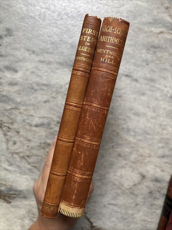 Lot of 2 G.A. Wentworth Antique Math Books 1881-1894 First Algebra, High School