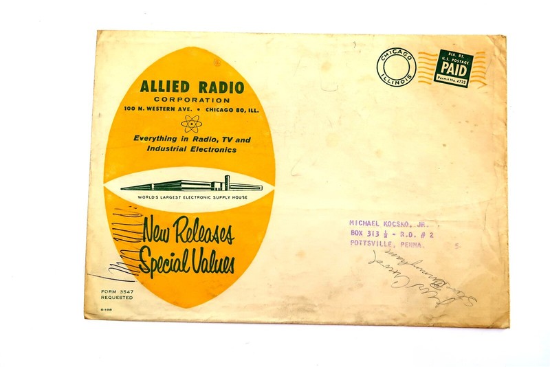 Vintage 1957 ALLIED RADIO Catalog Book with Original Mailing Envelope No 168 gallery