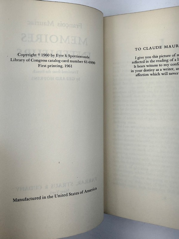 Memoires Interieurs Francois Mauriac First American Edition Milton Glaser 1961 gallery