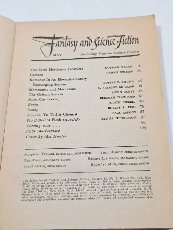 The Magazine of Fantasy and Science Fiction May 1965 Mercury Press Sci-Fi gallery