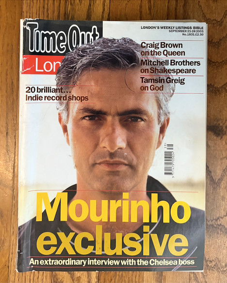 Time Out London MOURINHO EXCLUSIVE Sept 21-28 2005 Chelsea FC Rare Vintage Magaz