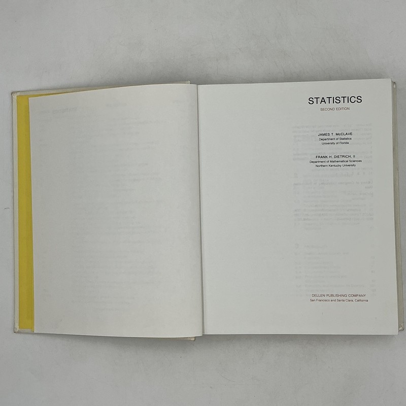 Vintage STATISTICS Second Edition McClave Dietrich Hardcover 1982 USA. gallery