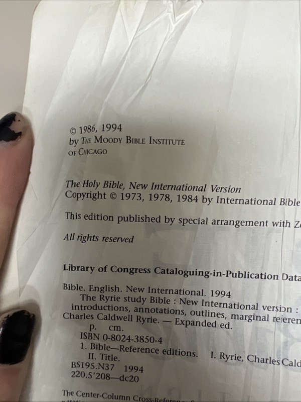 ✝️ NIV Ryrie Study Bible 1994 Text THUMB INDEXED 1994 Bonded Leather gallery