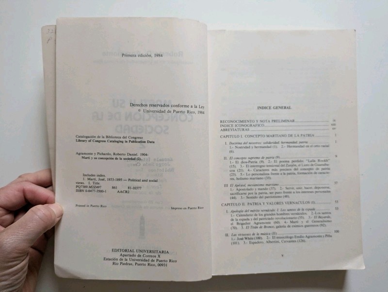 Marti Y Su Concepcio de Sociedad AGRAMONTE 2 Patria Martiana Puerto Rico 1984 PB gallery