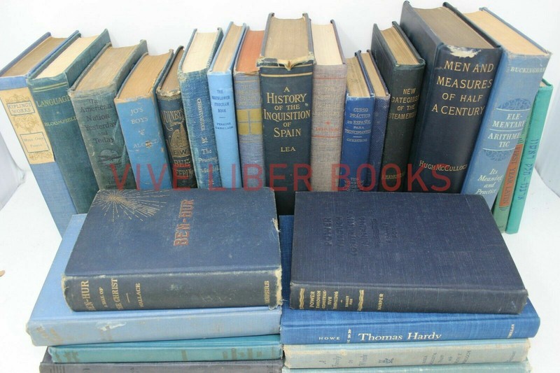 Lot 5 of BLUE / Shades of blue Old Vintage Antique Rare Hardcover Random Books gallery