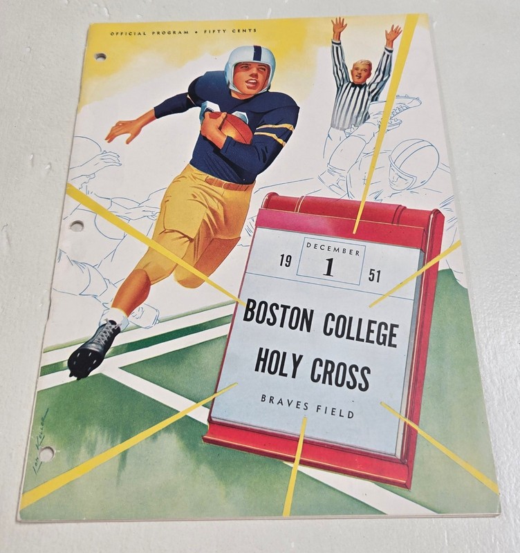 1951 Holy Cross at Boston College Football Program 12-1-51 12/1/51 December 1st