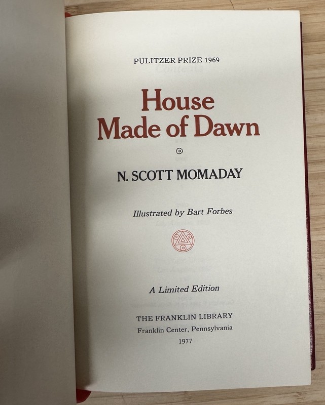 Franklin Library Pulitzer House Made of Dawn by N. Scott Momaday Full Leather gallery