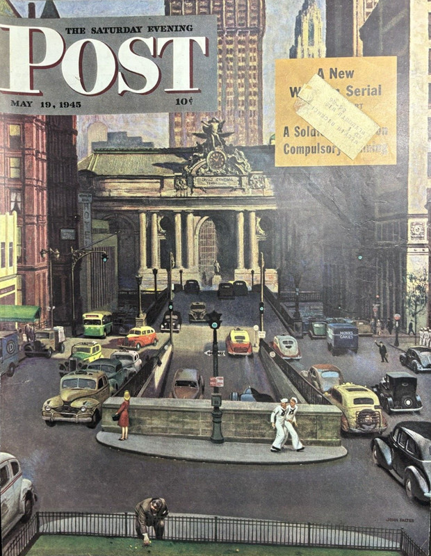 1945 John Falter Grand Central Terminal SEP Original Magazine Cover Only