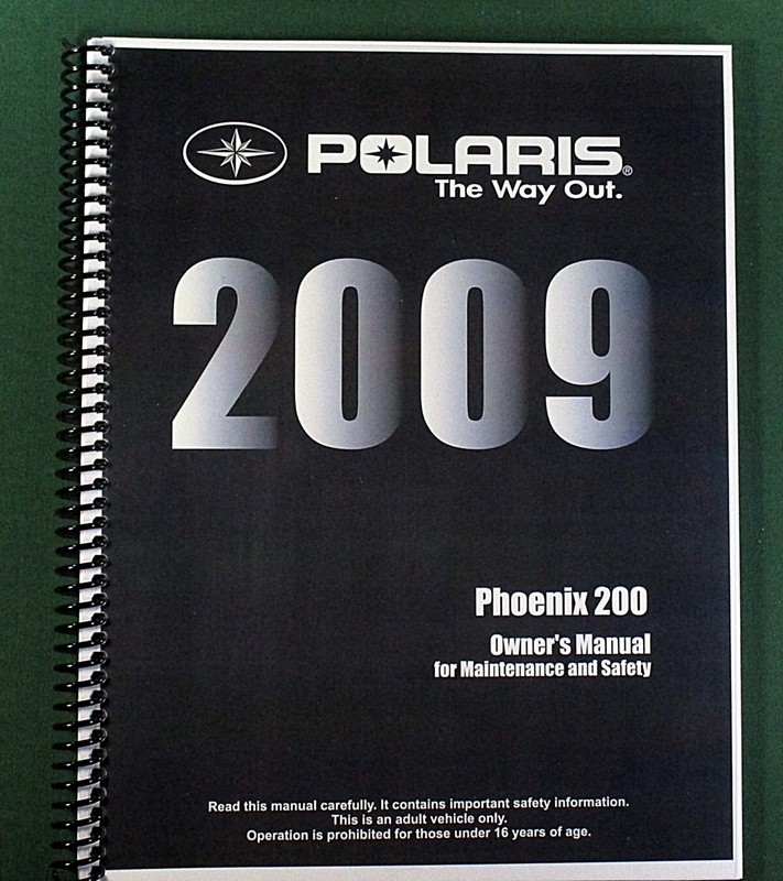 2009 Polaris Phoenix 200 ATV Owner’s Manual: 109 Pages & Protective Covers!
