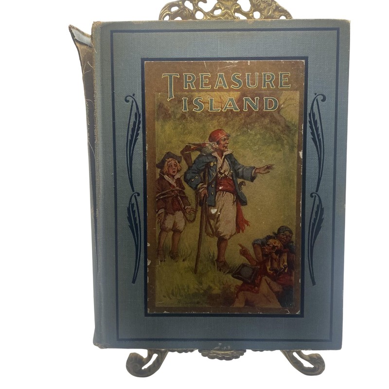Antique 1924 Treasure Island Robert Louis Stevenson Saalfield Cloth HC Illus