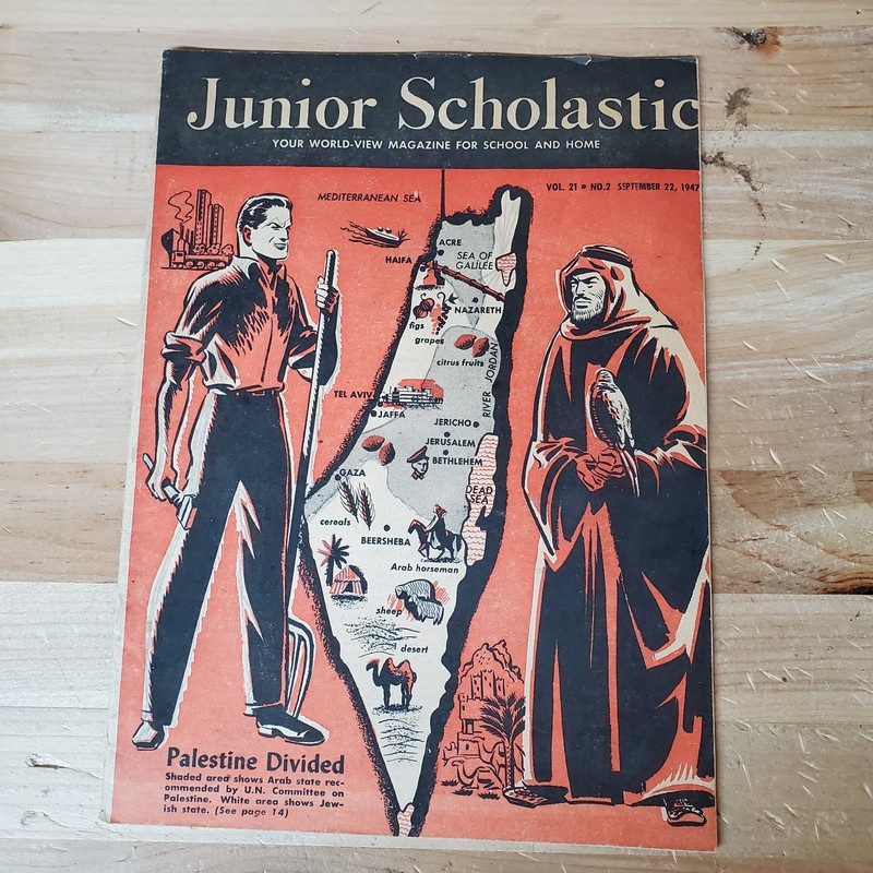 JUNIOR SCHOLASTIC Sept. 22, 1947 PALESTINE DIVIDED rare historical issue ISRAEL