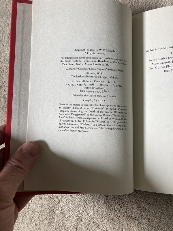 The Further Adventures of Slugger McBatt WP Kinsella. HMC 1988. First Printing. gallery